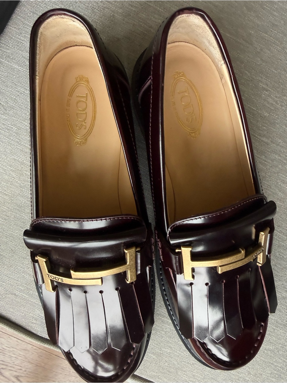 Brand NEW TOD'S Women’s Burgundy Loafers - Picture 8 of 10